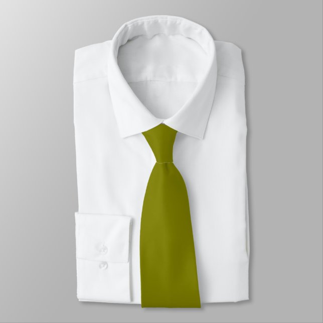 Olive 808000 Solid Colour Design Tie (Tied)