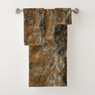 Olive Abstract Bath Towel Set