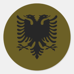 Olive Albanian Eagle Classic Round Sticker