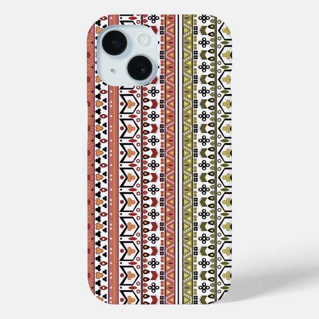 Olive and brown geometric ethnic ornament Case-Mate iPhone case (Back)