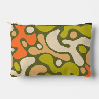 Olive and Cream Organic Amoeba Blob Pattern Accessory Pouch