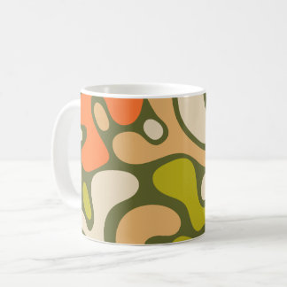 Olive and Cream Organic Amoeba Blob Pattern Coffee Mug