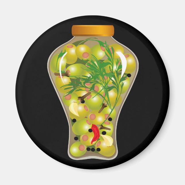 Olive and herb preserves kitchen magnet (Front)