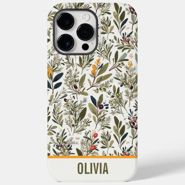 Olive and Herbs Minimal Elegant Personalised Case-Mate iPhone Case (Back)