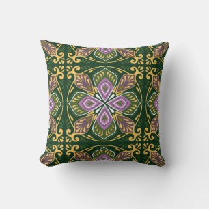 Olive and lavender Azulejos Throw Pillow