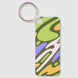 Olive and Lavender Diagonal Brushstroke Pattern Key Ring
