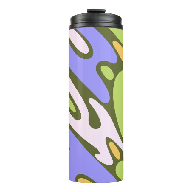 Olive and Lavender Diagonal Brushstroke Pattern Thermal Tumbler (Front)