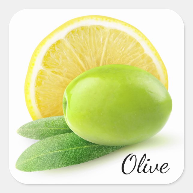 Olive and lemon square sticker (Front)