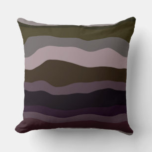 Olive and Purple Wavy Stripes Cushion