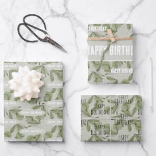 Olive and Stem Pattern with Personalised Message Wrapping Paper Sheet