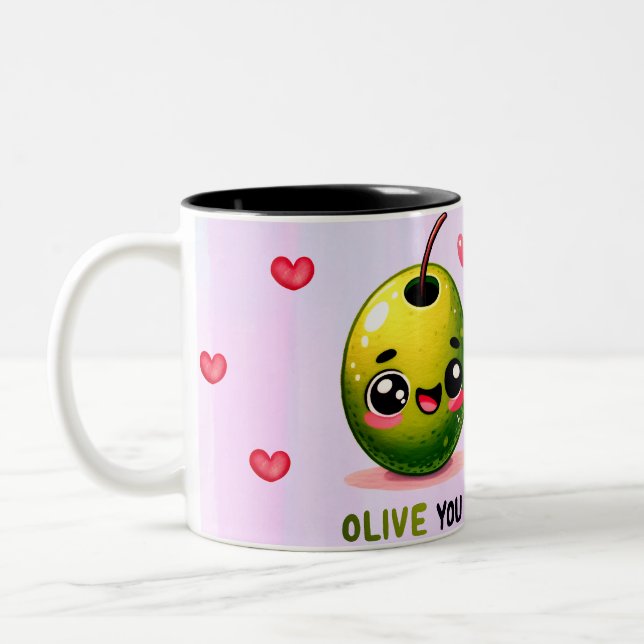 olive and strawberry Two-Tone coffee mug (Left)