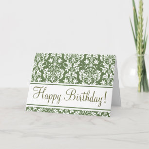 Olive and White "Birthday Card" Card