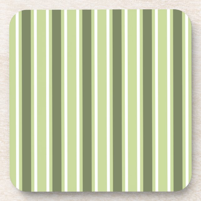 Olive and white candy stripes coaster (Front)