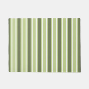 Olive and white candy stripes doormat
