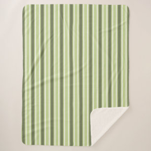 Olive and white candy stripes sherpa blanket