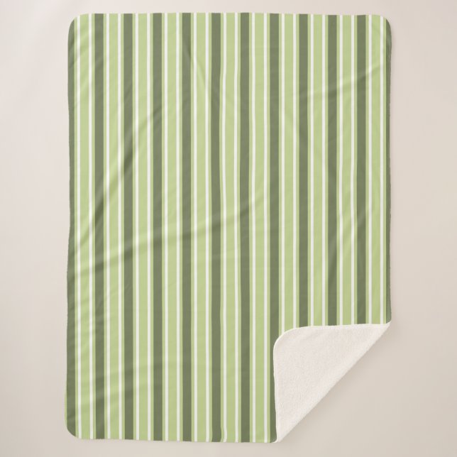 Olive and white candy stripes sherpa blanket (Front)