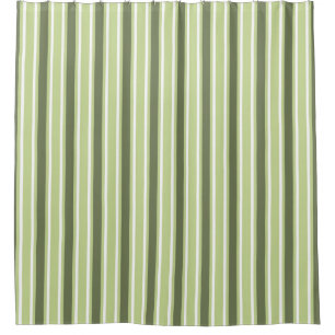 Olive and white candy stripes shower curtain