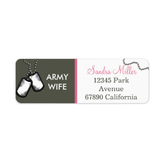 Olive and white return address label