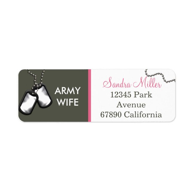 Olive and white return address label (Front)
