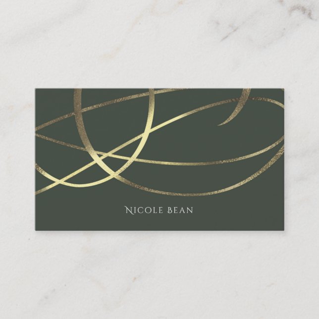 Olive Army Green & Gold Faux Foil Custom Chic Business Card (Front)
