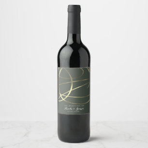 Olive Army Green & Gold Faux Foil Custom Wine Label