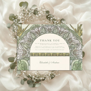 Olive Art Nouveau wedding Thank You Card