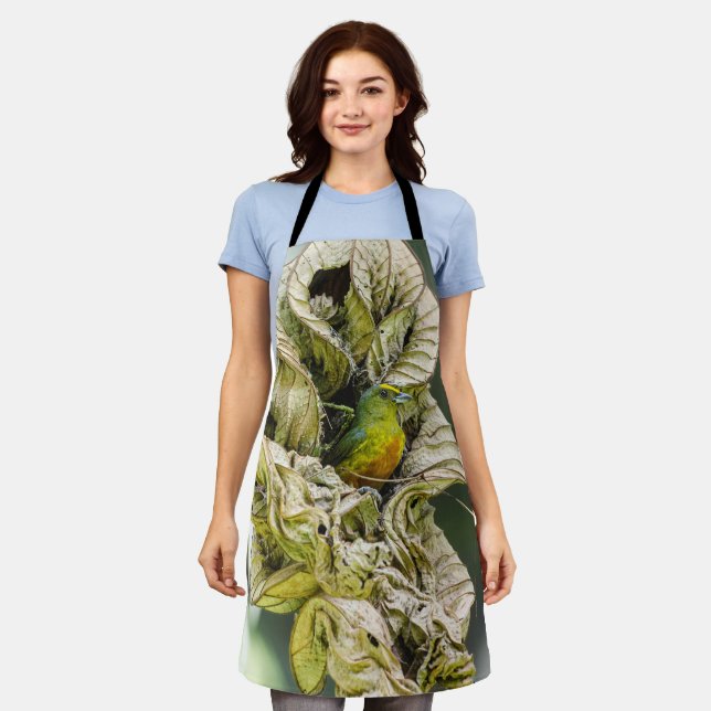 Olive Backed Euphonia, Belise Bird Apron (Worn)