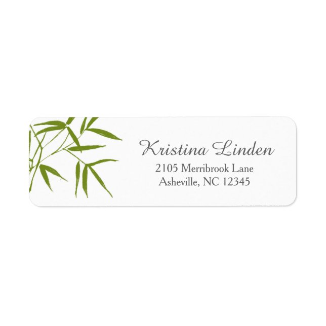 Olive Bamboo Return Address Label / Script Font (Front)