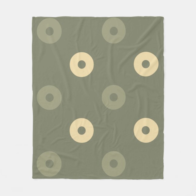 Olive Beige Circle Bubble Minimal Simple Pattern Fleece Blanket (Front)