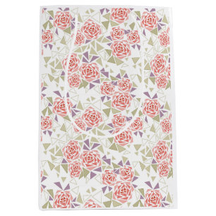 olive beige mosaic floral pattern retro medium gift bag