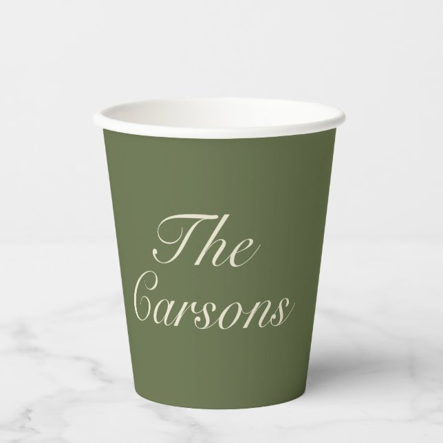 Olive & Beige Wedding Cups (Front)