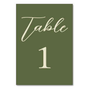 Olive & Beige Wedding Table Number