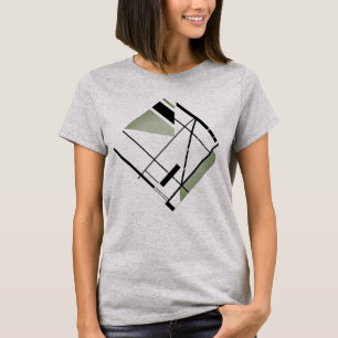 Olive Black Diagonal MCM Look Geometric Abstract T-Shirt