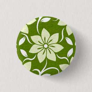 Olive Blossom Repeat 3 Cm Round Badge