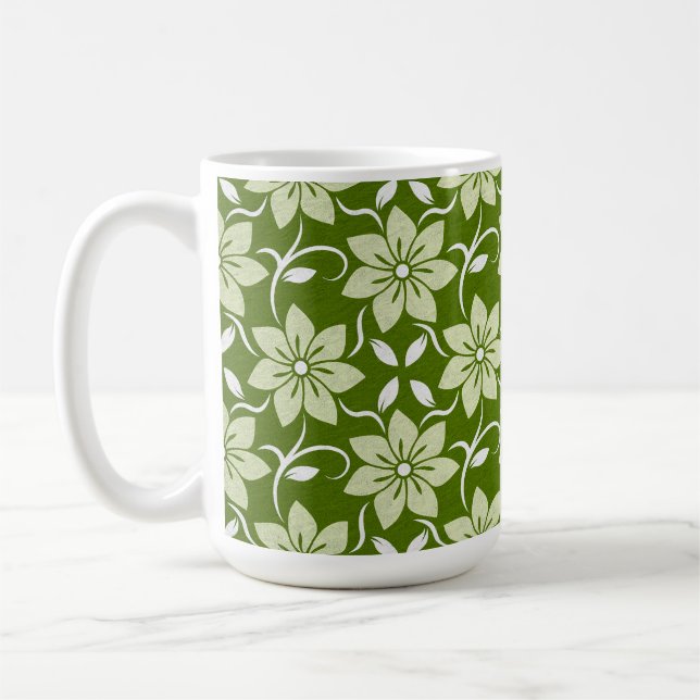 Olive Blossom Repeat Coffee Mug (Left)