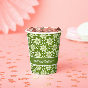 Olive Blossom Repeat Paper Cups