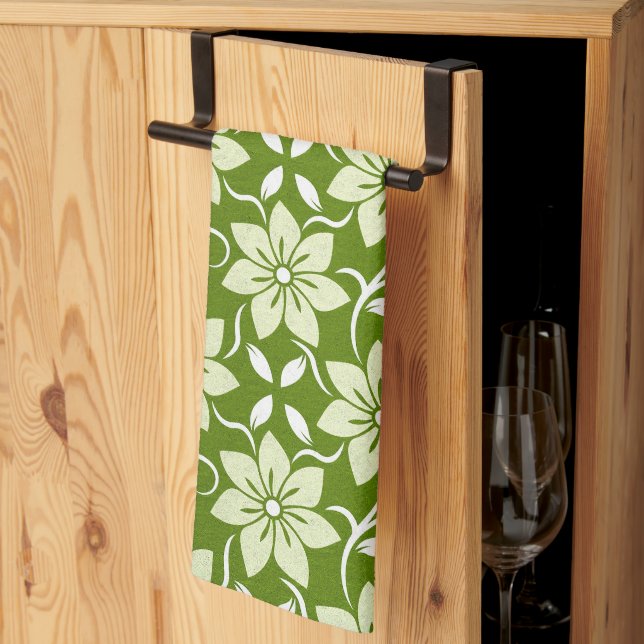 Olive Blossom Repeat Tea Towel (Thirds Fold)