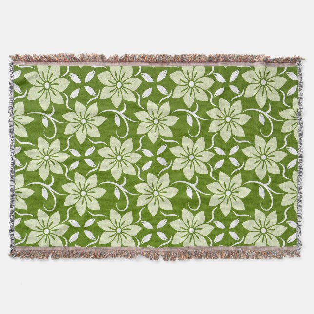 Olive Blossom Repeat Throw Blanket (Front)