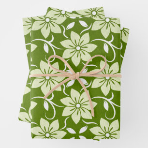 Olive Blossom Repeat Wrapping Paper Sheet