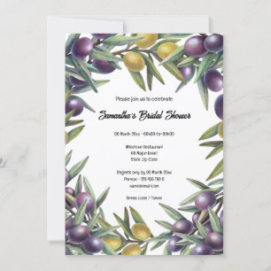 Olive botanical foliage modern olive greenery chic invitation