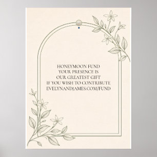 Olive Botanical Honeymoon Fund Wedding Sign