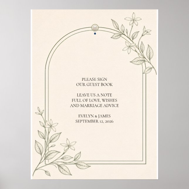 Olive Botanical Please Sign Our Guest Book Wedding (Front)