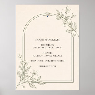 Olive Botanical Signature Drinks Wedding Sign