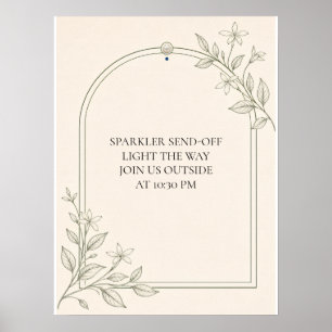 Olive Botanical Sparkler Send-Off Wedding Sign