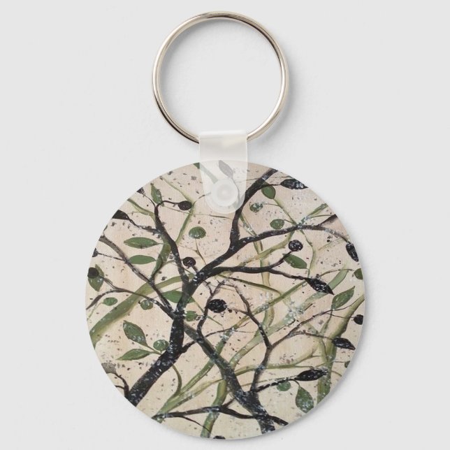 Olive Branch Abstract Art Key Ring (Front)