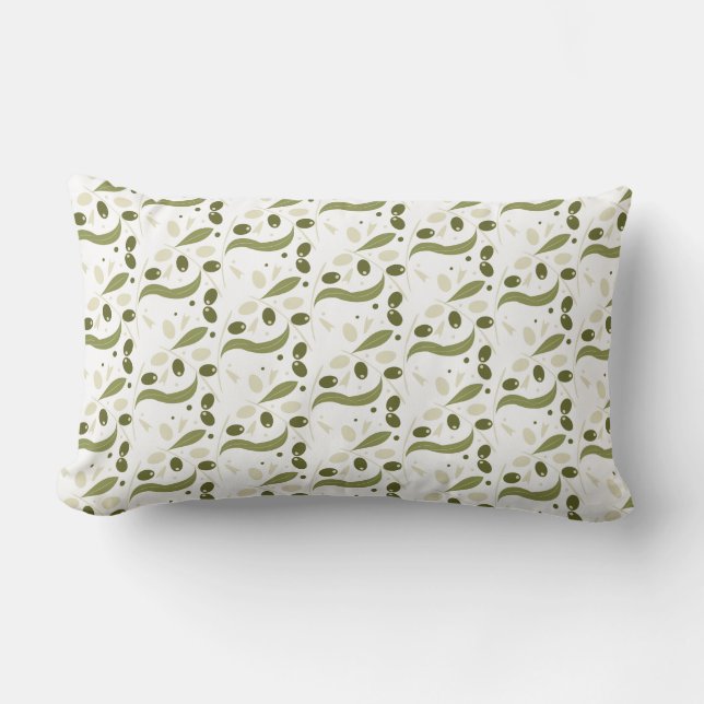 Olive Branch and Leaves Seamless Pattern  Lumbar Cushion (Front)