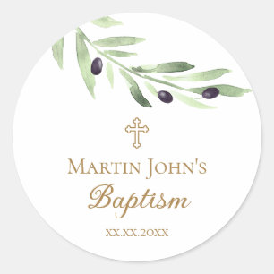 olive branch Baptism Classic Round Sticker