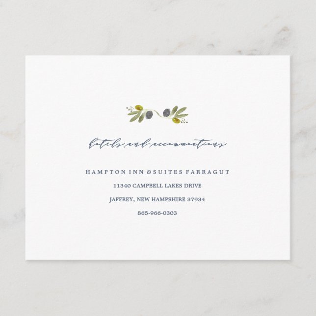 Olive Branch Boho Garden Hotel Card (Front)