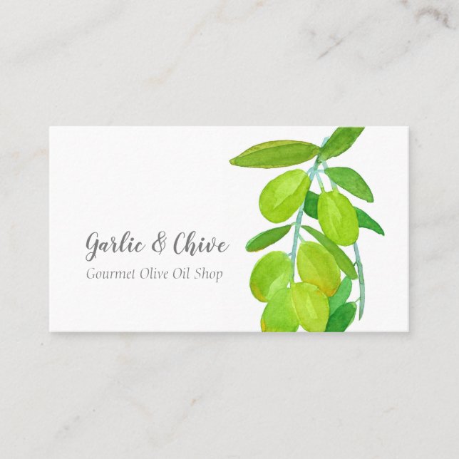 Olive Branch Botanical Tree Green Business Card (Front)
