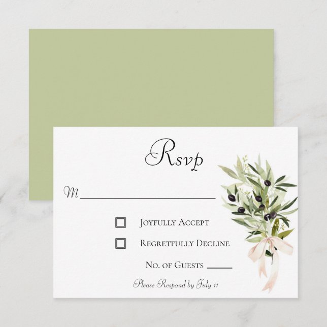 Olive Branch Bouquets Wedding RSVP Card (Front/Back)